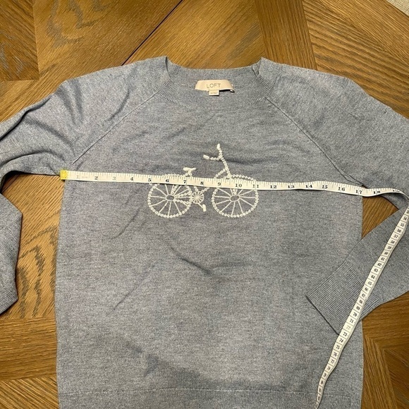 LOFT Embroidered Bicycle Baby Blue Sweater - Picture 6 of 8